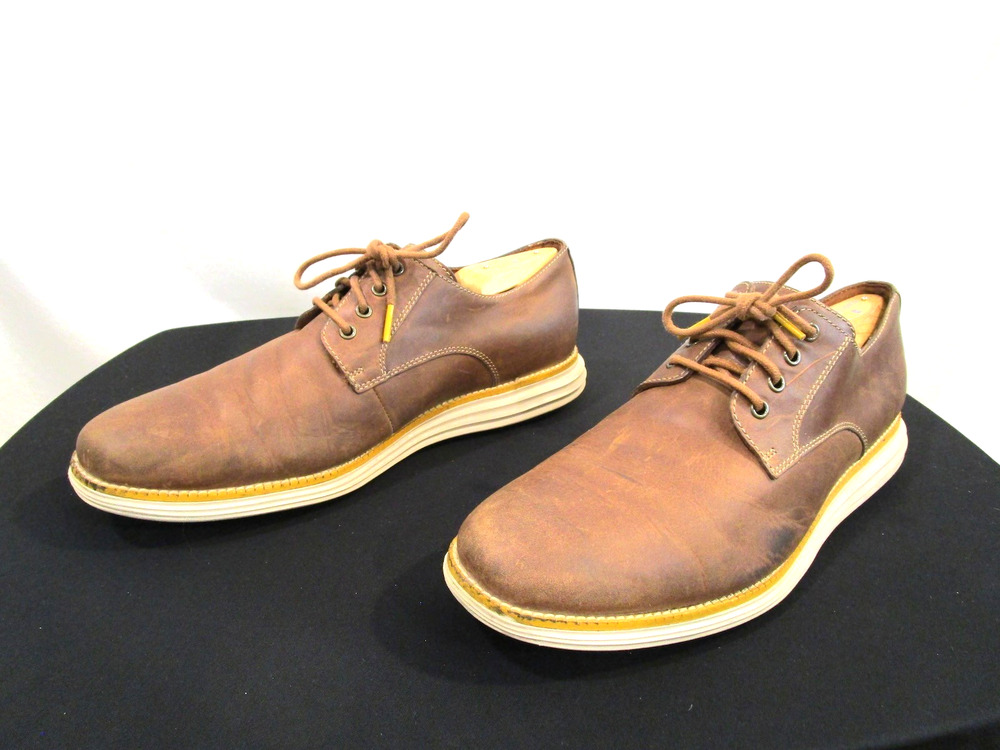 Cole Haan Original Grand Brown Leather Plain Toe Sneaker Oxford Shoes Men 10.5 M